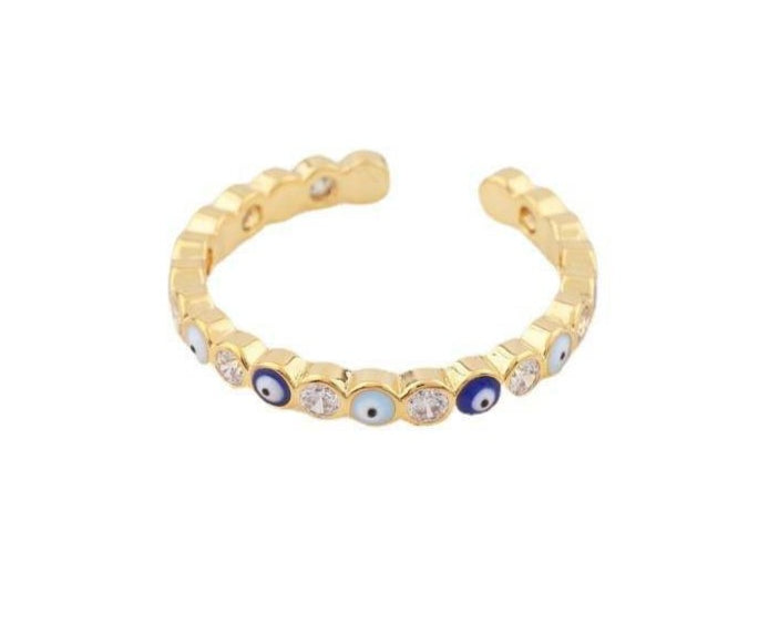 Evil Eye Stackable Ring in 14K Gold - getbalmy