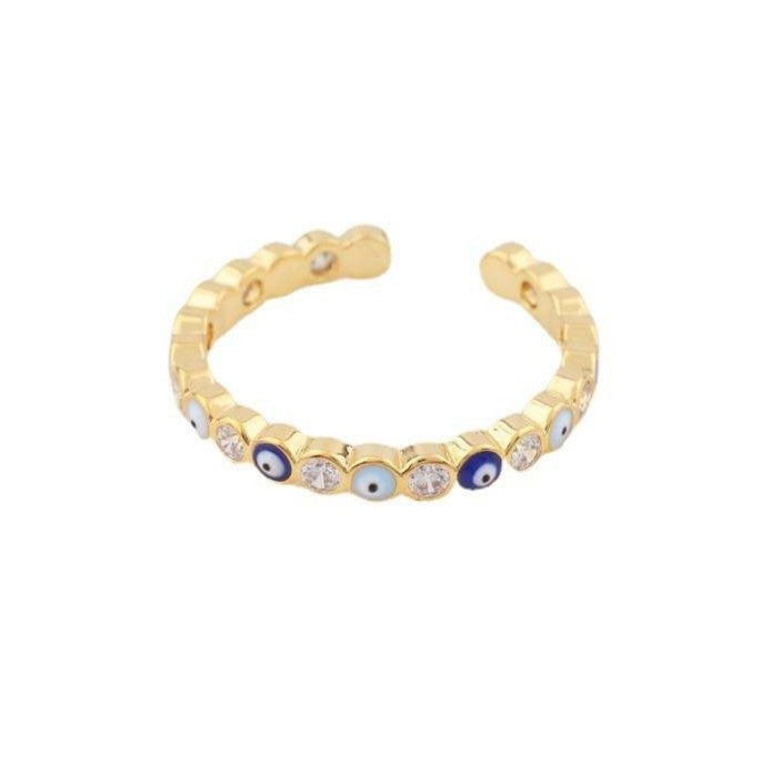 Evil Eye Stackable Ring in 14K Gold - getbalmy