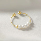 Pearl Rotating Anxiety Ring in Gold
