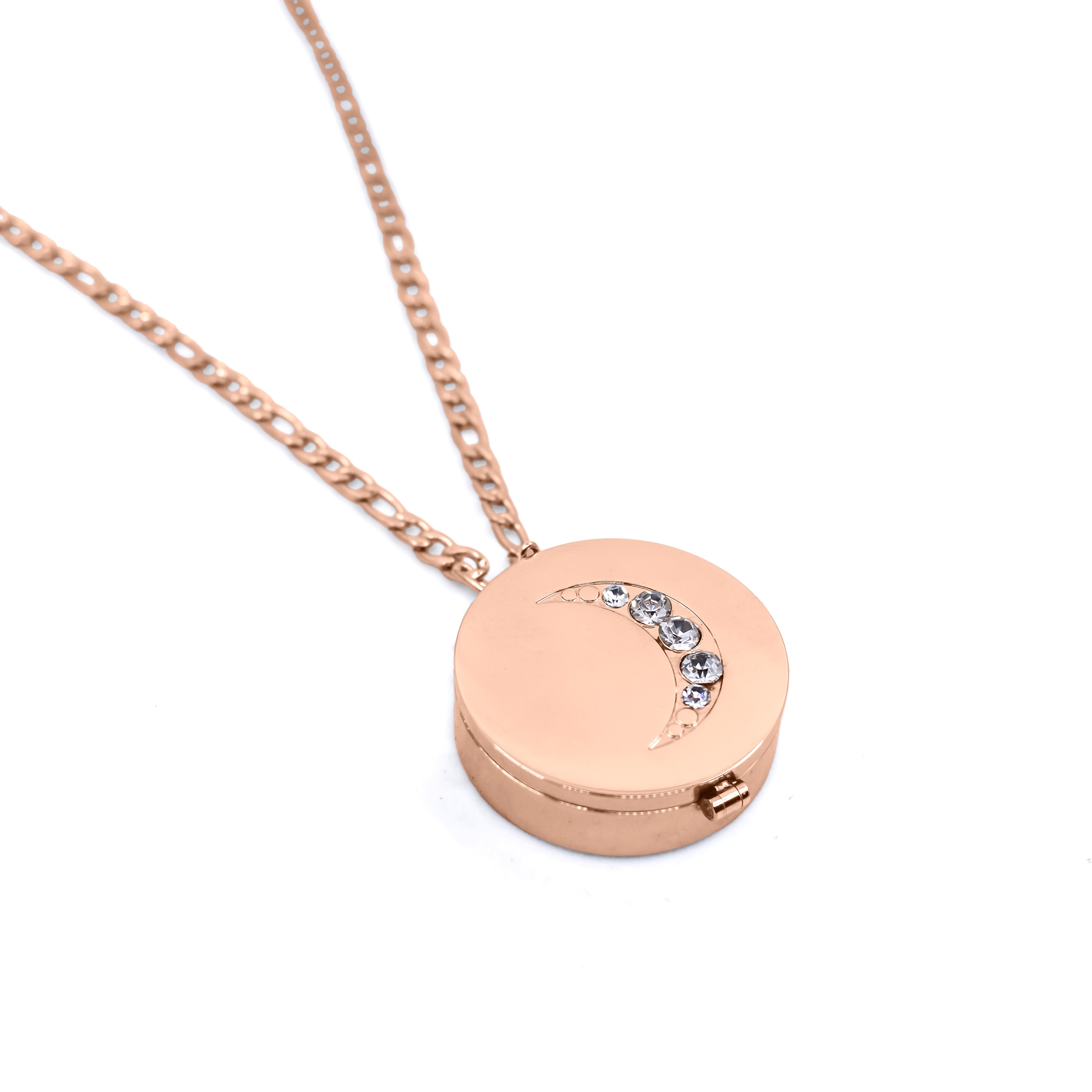 Crescent Moon Lip Balm Necklace in Rose Gold - getbalmy