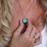 Turquoise Lip Balm Necklace in 14K Gold