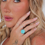 CMA Turquoise Lip Balm Ring in Stainless Steel