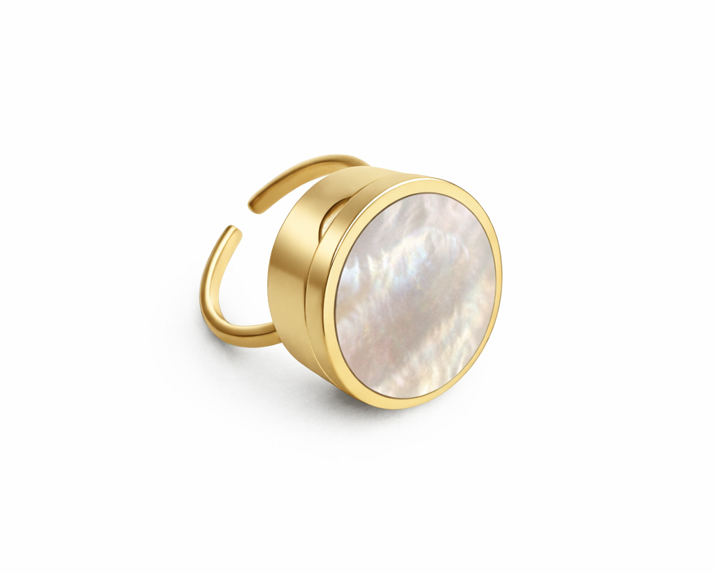 Pearl Lip Balm Ring in 14K Gold