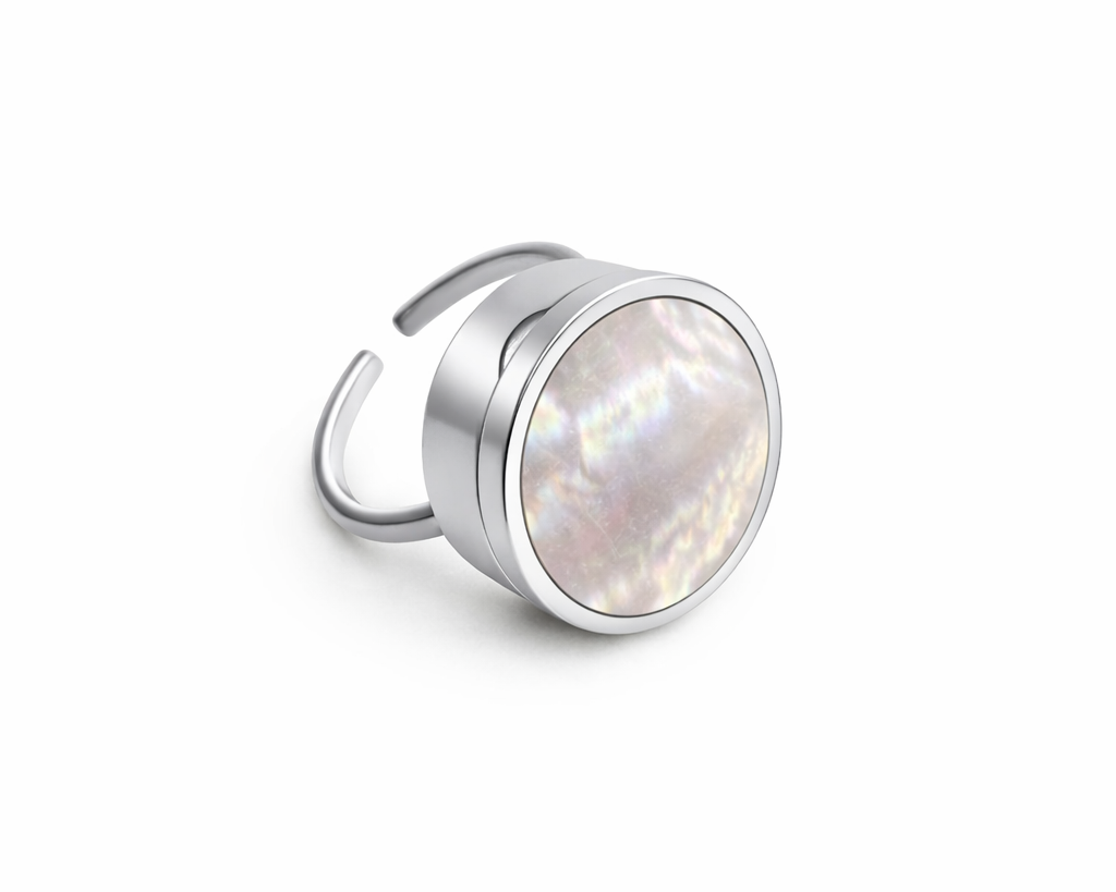 Pearl Lip Balm Ring in Stainless Steel