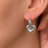 Lacey Puffy Heart Earrings in Stainless Steel