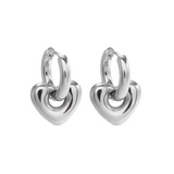 Lacey Puffy Heart Earrings in Stainless Steel