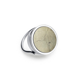 Pyrite Lip Balm Ring in Stainless Steel