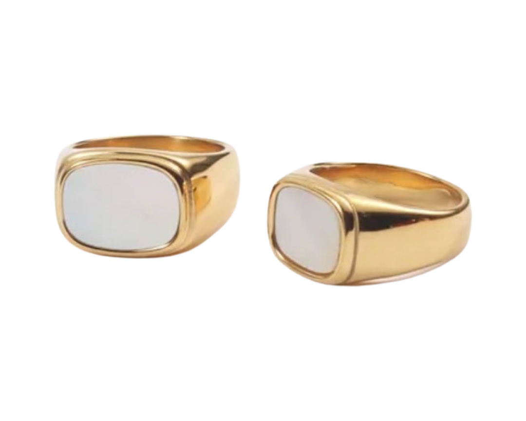 Mother of Pearl Ring Chunky in 14K Gold - getbalmy