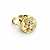 Crystal Bear Lip Balm Ring in 14K Gold