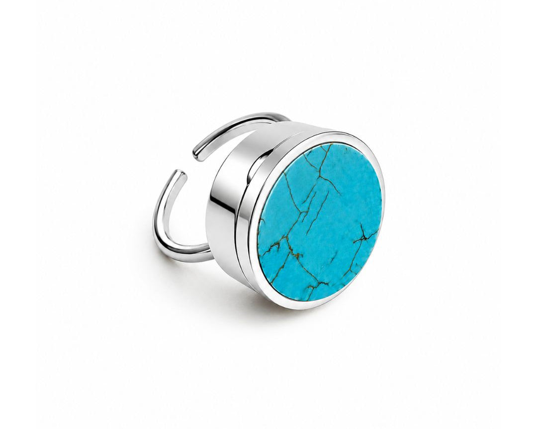 CMA Turquoise Lip Balm Ring in Stainless Steel