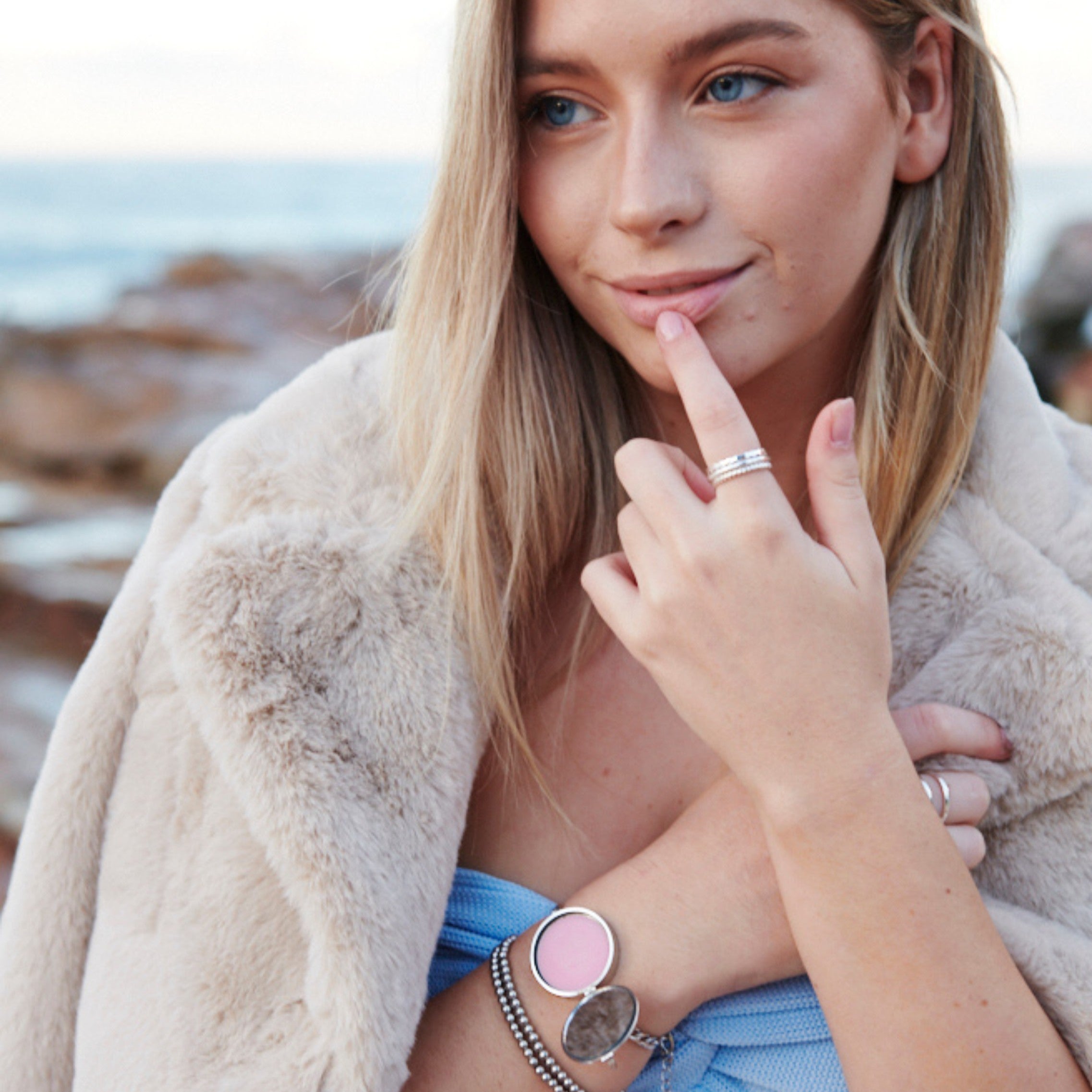 Mother of Pearl Lip Balm Bracelet in White Gold - getbalmy