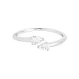 Crystal Pear Open Ring in Silver