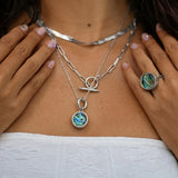 Blue Abalone Charm in Stainless Steel