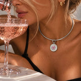 Pink Heart Lip Balm Charm in Stainless Steel