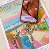 Pink Heart Lip Balm Charm in Stainless Steel