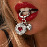 Ruby Heart Lip Balm Charm in Stainless Steel