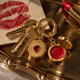Ruby Heart Lip Balm Charm in 14K Gold