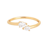 Crystal Pear Open Ring in Gold