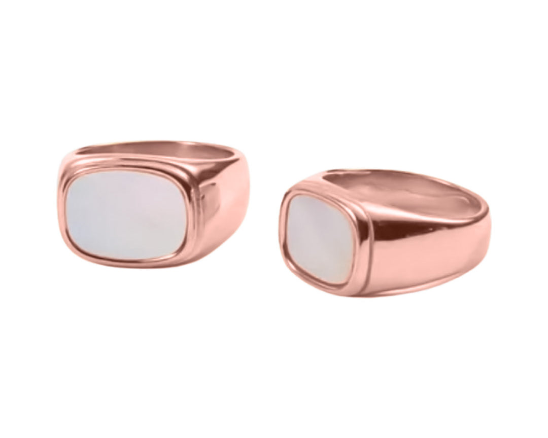 Mother of Pearl Ring Chunky in Rose Gold - getbalmy